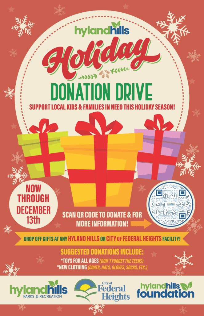 A poster explaining the Holiday Donation drive